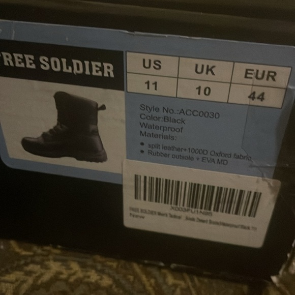 Free Soldier Men’s Black Tactical Leather Desert Boot Size 11 Waterproof New - Picture 5 of 7